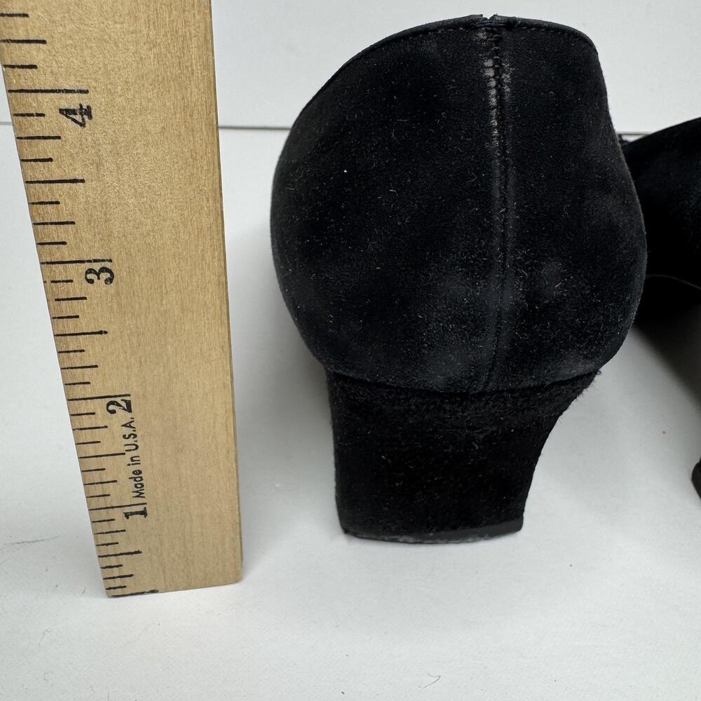 Vintage Salvatore Ferragamo Shoes Womens Size 8.5 Black Suede Heel Pumps Italy - Picture 8 of 10